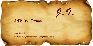 Ján Irma névjegykártya